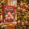 Family Christmas Tree Decor Piggy Advent Calendar, 2D Flat Acrylic 24 Days Hanging Blind Box Ornaments, Decorative Countdown Gift for Holiday