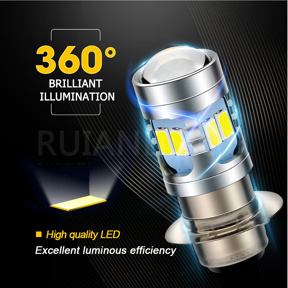 H6M P15D LED Bulb for Ruiandsion DC 6V Universal 5730 12SMD Motorcycle Headlight Fog Lamp, White