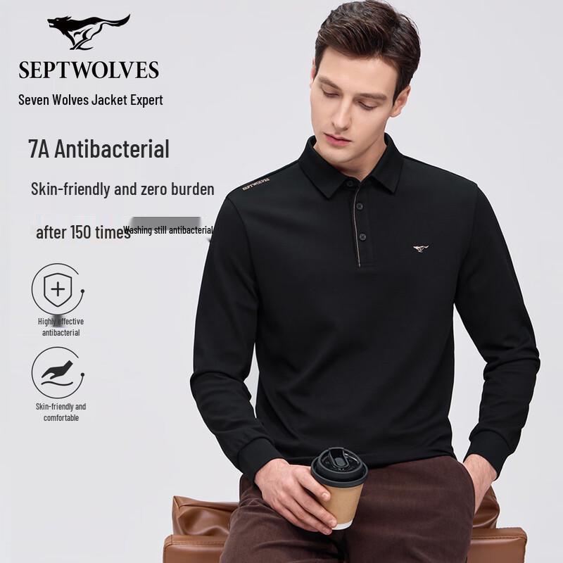 

Qipilang 7A Antibacterial Thermal Long-Sleeve Polo Shirt for Men