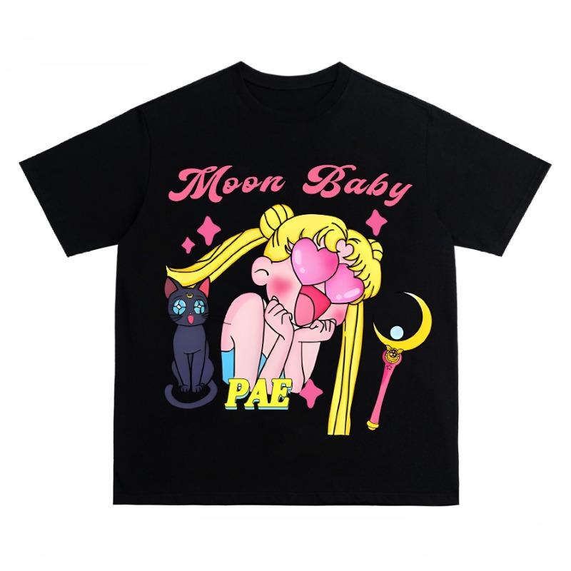 

Miniso Women and Men Sailor Moon Trendy Y2k Shortsleeved Tshirt for Men and Women Loose and Versatile Couple Tops 4XL