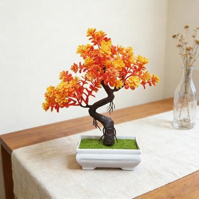 Artificial Bonsai Tree Indoor Small Fake Plants with Resin Pot for Home Office Desk Shelf
