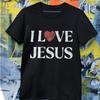 T-shirt J'aime Jésus Foi Chrétienne Cœur Religieux Graphique Unisexe