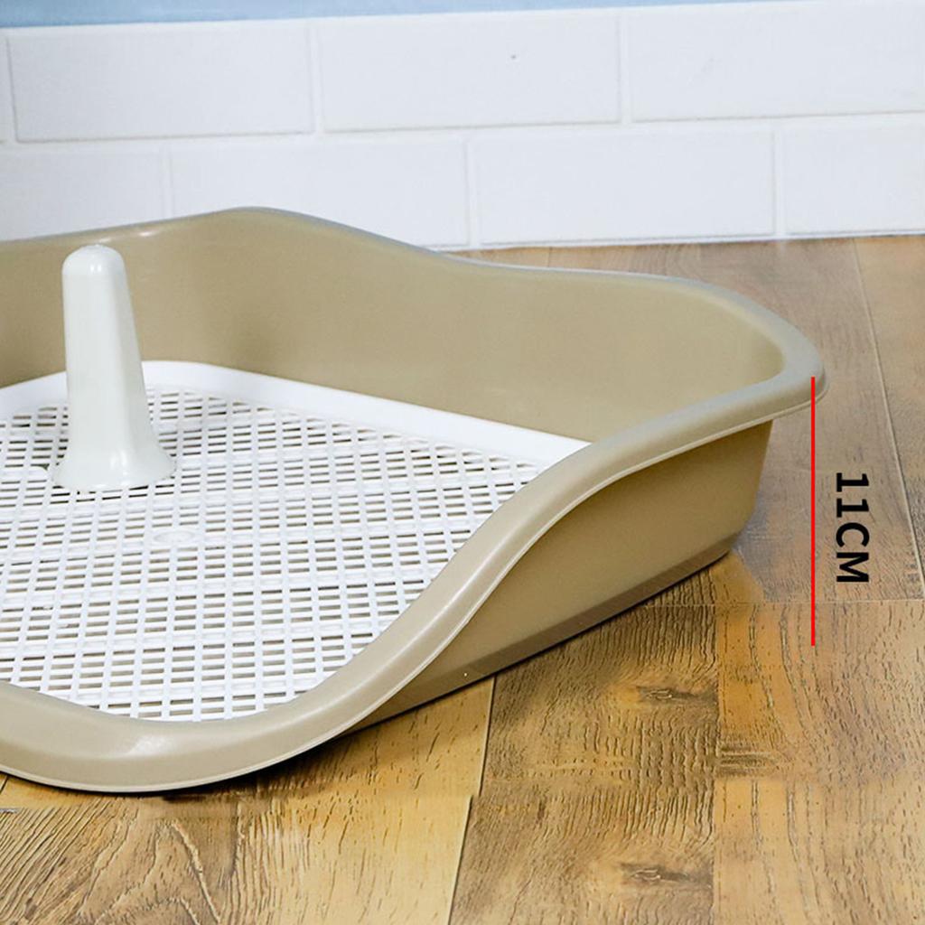 Hunde-Toilettenschale mit erhöhten Zäunen, herausnehmbarem Maschenrost und Pfosten, verhindert Spritzer, großer Platz