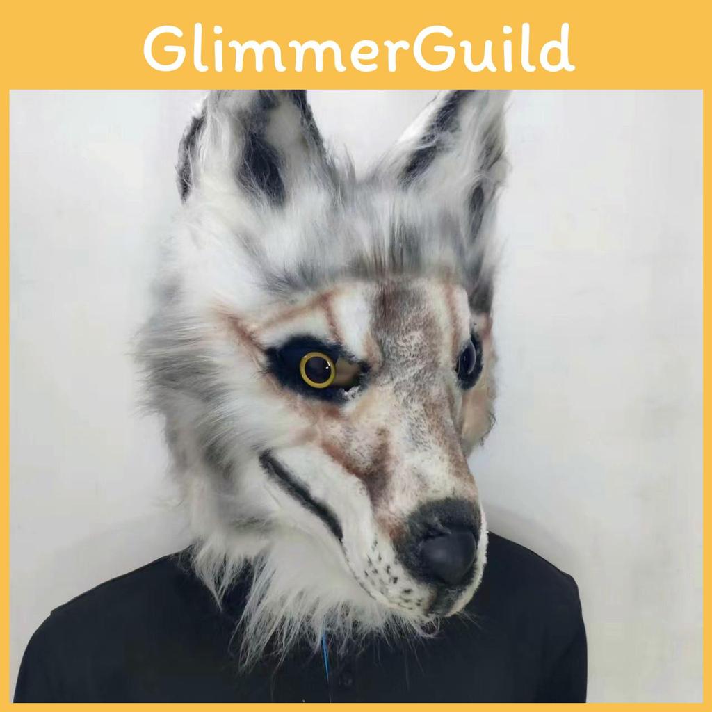 Funny Wolf Dog Mask Plush Latex Costume Prop For Halloween Party And Role Play