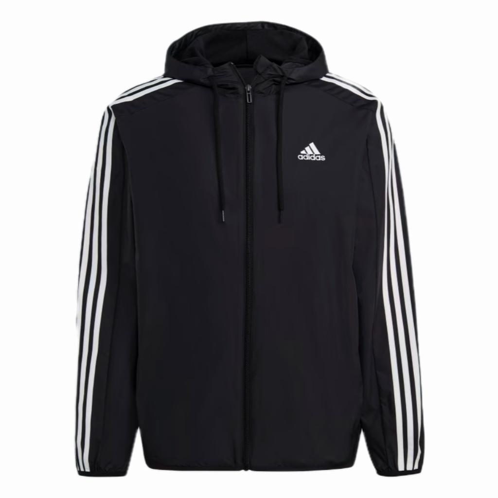 adidas Essentials Woven 3-Stripes Windbreaker Jacket Black Men s IB0378 XXL