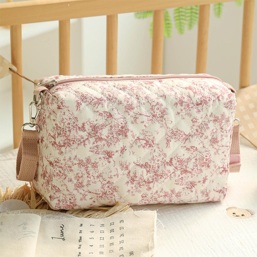 Floral Outdoor Diaper Bag Multifunctional Reusable Portable Stroller Organizer Bags with Stroller Hooks for All Strollers