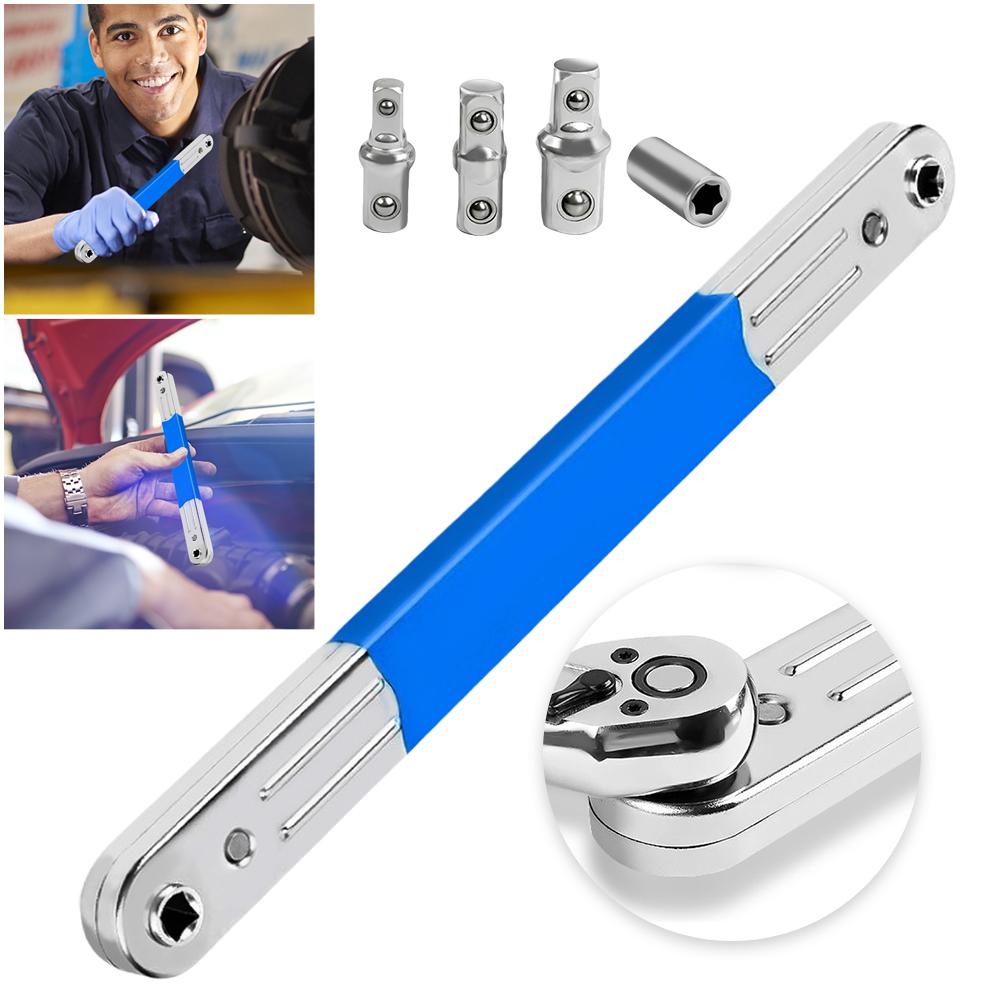 Impact Ready Offset Extension Wrench & 1/2 1/4 3/8inch Square Drive Adapter Offset Ratchet Spanner Socket Wrench for Tight Space