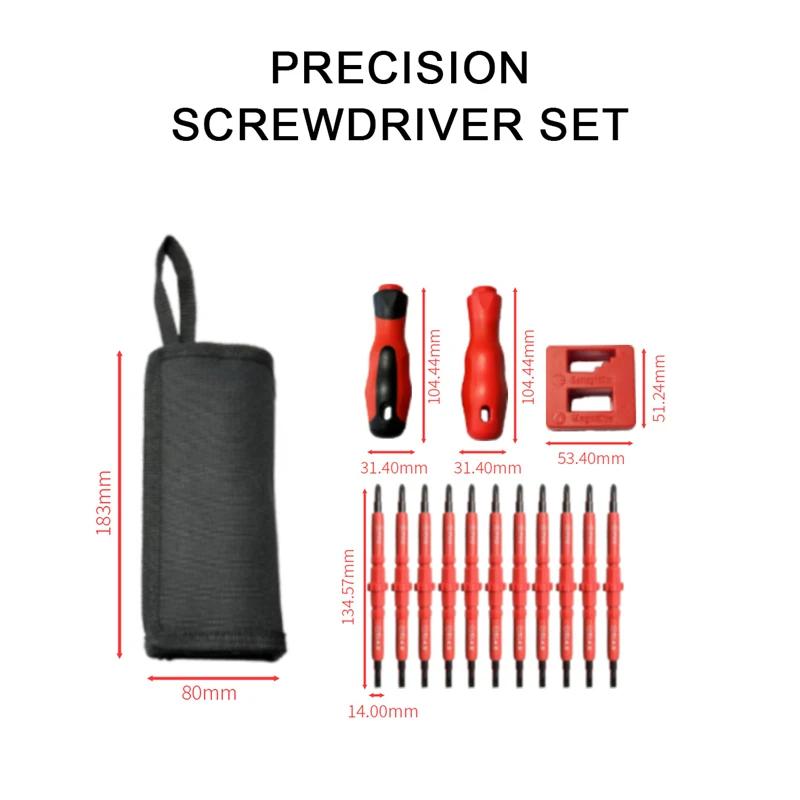 

Insulated Screwdriver Cloth Bag Electrician Special Set 15Pc Set Cross Flat Head torx Screwdriver Multi-Function Insulated tool