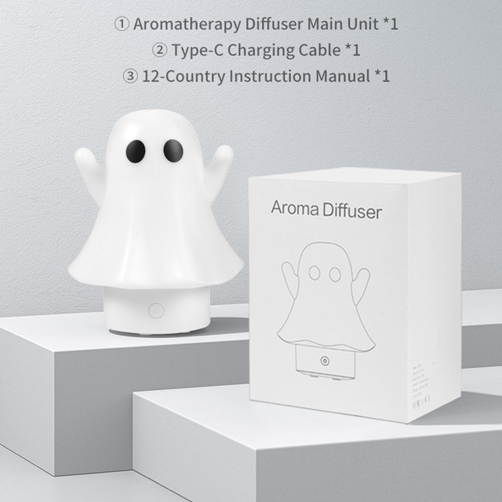 Cute Ghost Essential Oil Diffuser with 7 Colors Light Cool Mist Humidifier Aromatherapy Diffuser for Halloween Gift Home Office