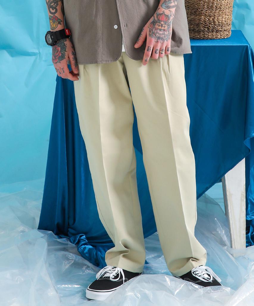 STAGE NAME Ss Double-Tuck Silhouette Wide Pants_Light Beige