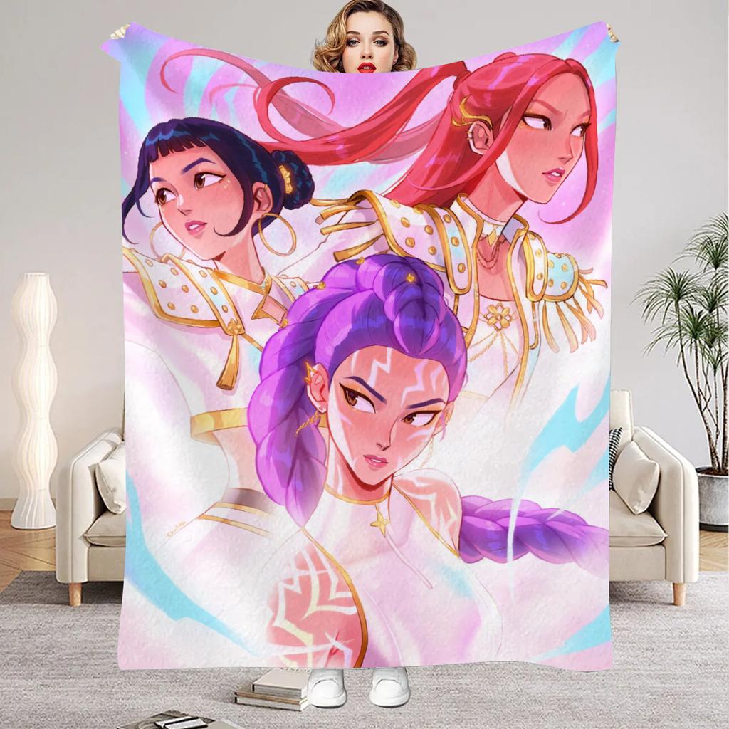 Punk Huntrix Blankets K pop Demon Hunters Zoey Rumi Mira Soft Warm Throw Blanket Kids Living Room Couch Sofa Bed Christmas Gifts