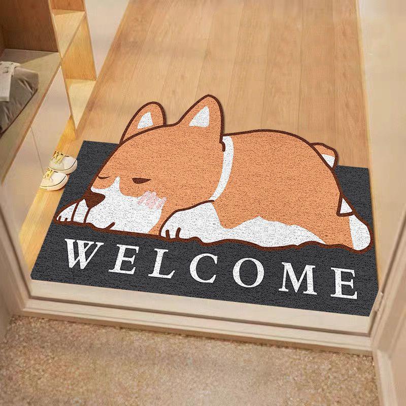 Cartoon Dirt Resistant PVC Silk Ring Door Mats Hallway Doorway Foot Dust Removal Easy Clean Wear-Resistant Anti-slip Floor Mat