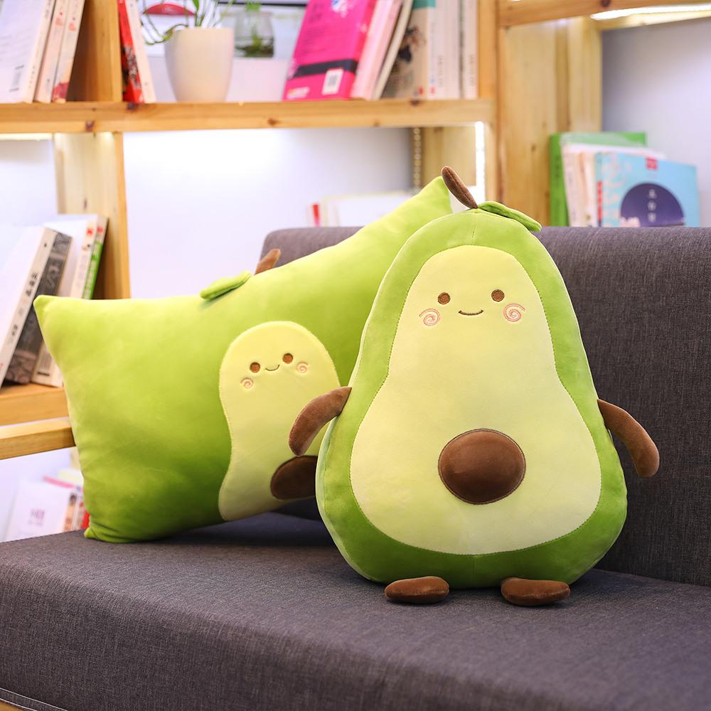 Cute Avocado Plush Toy Cartoon Smile  Avocado Sleeping Pillow Cushion Stuffed Plant Soft Doll Fruit Pillow Baby Toy Gift for Her