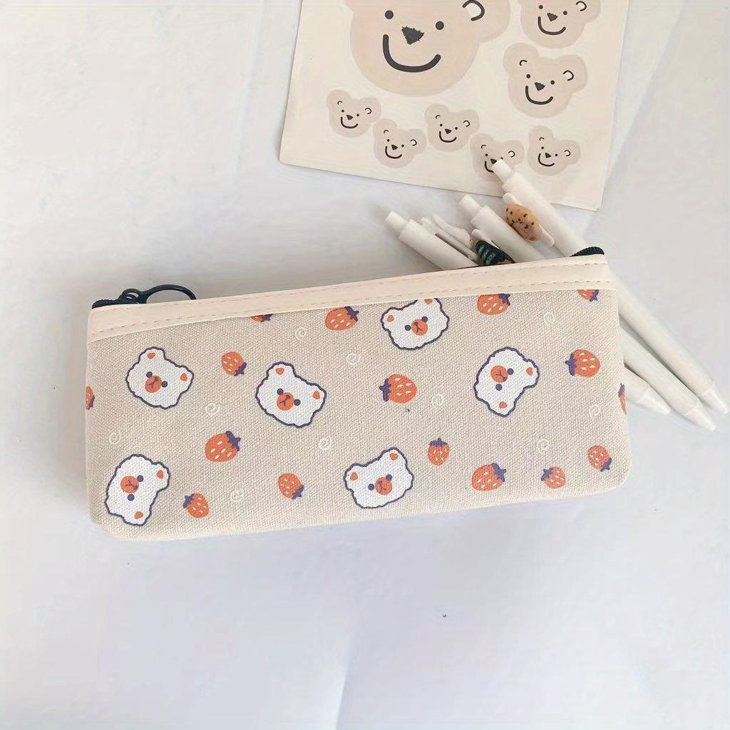 1 Pcs Kawaii Pencil Case Bear Canvas Pencil Box Pencilcase Pencil Bag School Supplies Stationery
