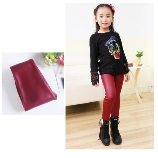 Pantaloni Invernali da Bambina in Ecopelle Leggings con Fodera in Peluche Bambini Skinny Caldi
