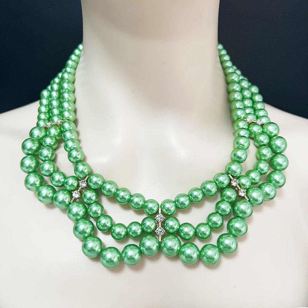 Versatile Glass Imitation Pearl Necklace, Earrings, Cover Chain, Small Fragrant Style, Court Retro Temperament, High-end Accessories for Women