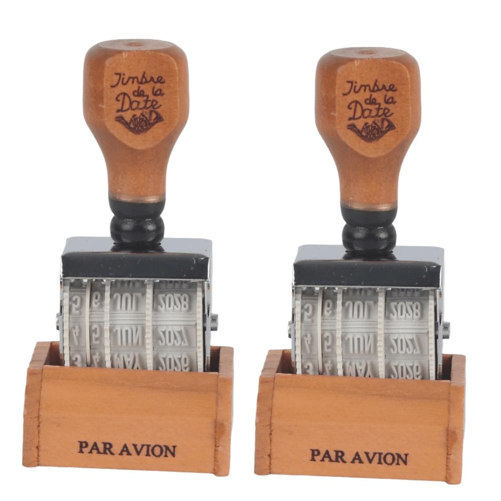 2pcs Retro Vintage Font Wooden Date Stamp Retro Font 2026-2036 Year Rolling Wheel Stamp Adjustable Date Stamp For DIY Crafts