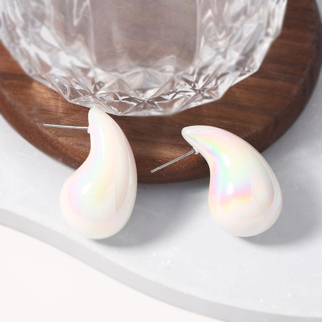 European and American Magical Gradient Colored Hollow and Chubby Teardrop Earrings, Fashionable and Trendy Acrylic Multi-color Women's Earrings