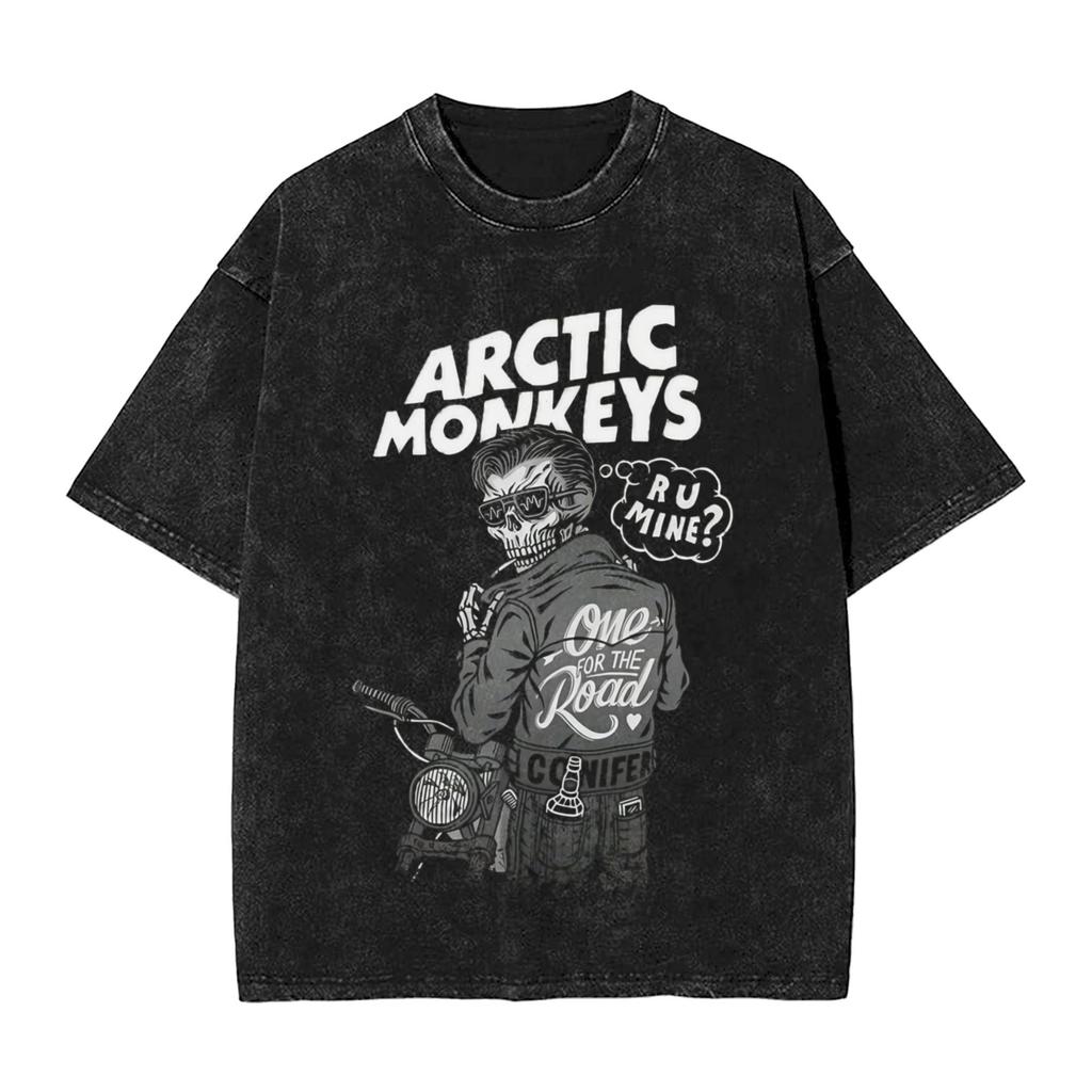 Retro Arctic Monkeys Rock Band T-Shirt Hip Hop Gewaschen Baumwolle Oversize T-Shirts Lässig Unisex Damen Streetwear Print T-Shirt