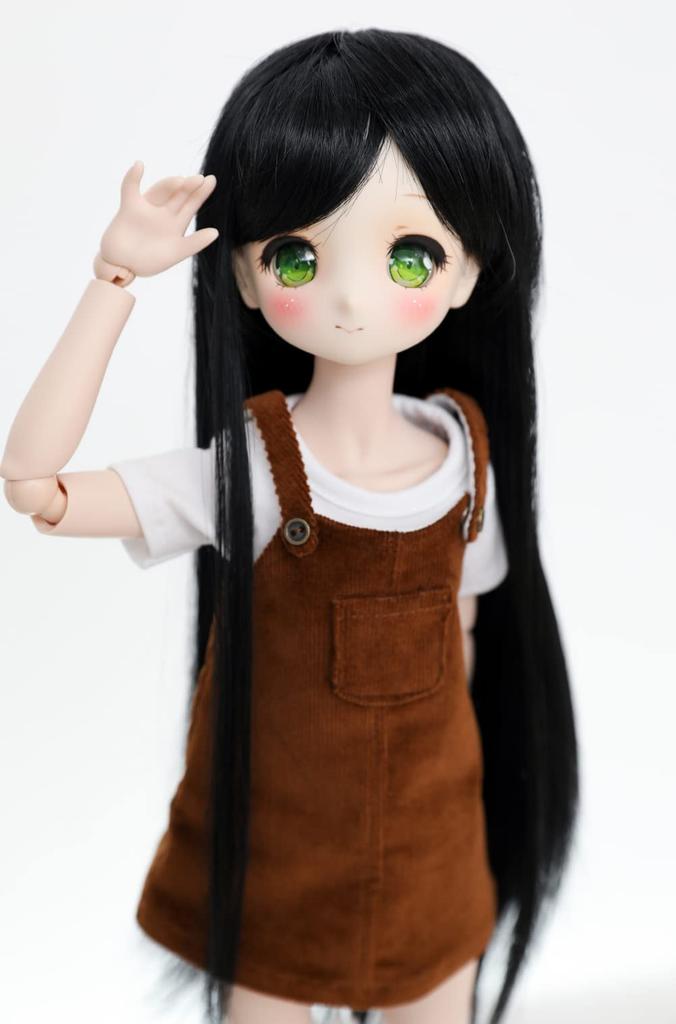 Linfairy 8-9 Inch 13 Size Doll Wig, Figure, BJD Long Wig (Black)