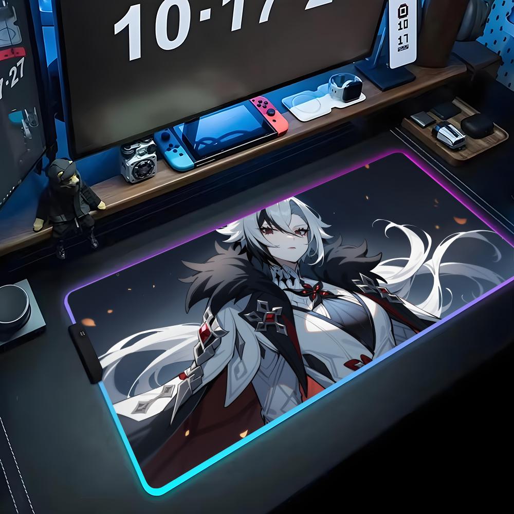 

arlecchino genshin Mouse Pad RGB Gaming Mousepad Big LED Pad PC Desk Mat Luminous Mouse Pad Large Keyboard Mats Table Rug With RGB600x300x3mm