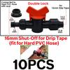 16mm 5/8" Drip Irrigation Tape Shut-Off Valve End Plug Connector Thread Lock Garden Watering System Greenyhouse to PVC Hard Pipe