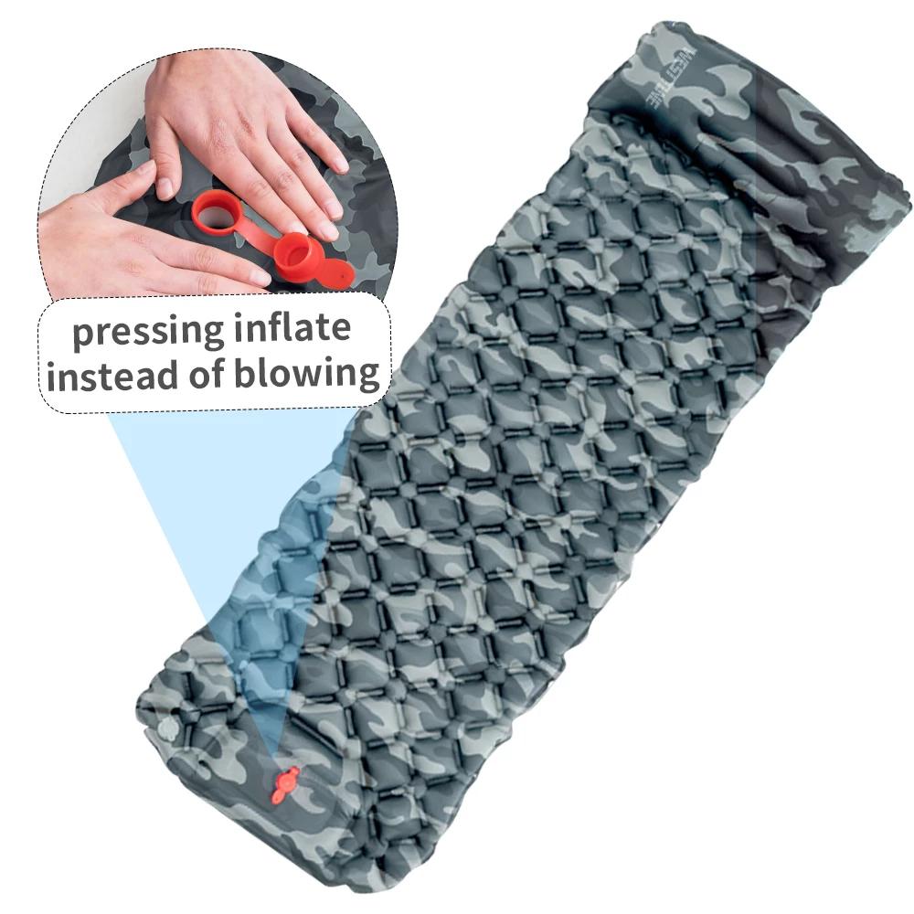 

Уличный спальный коврик для кемпинга, надувной матрас со встроенным насосом, сверхлегкий дорожный коврик на воздушной подушке с подголовником для путешествий