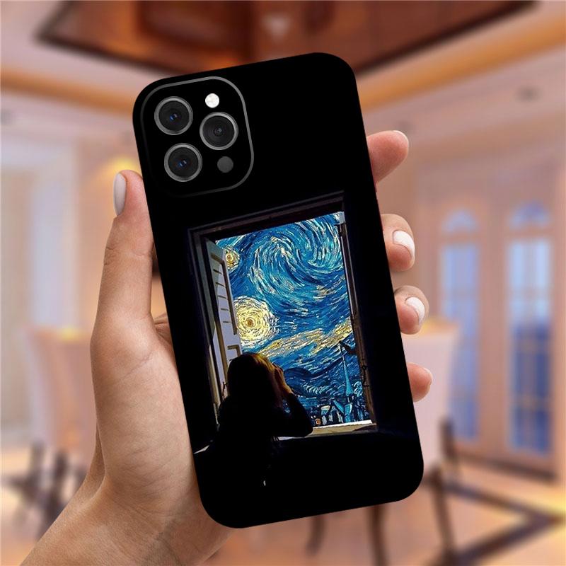 Vincent Van Gogh Notte Stellata fiore Custodia per Telefono Per iphone 13 12 11 Pro Max Mini X XR XS 8 7 Plus Mona Lisa David Copertura Morbida