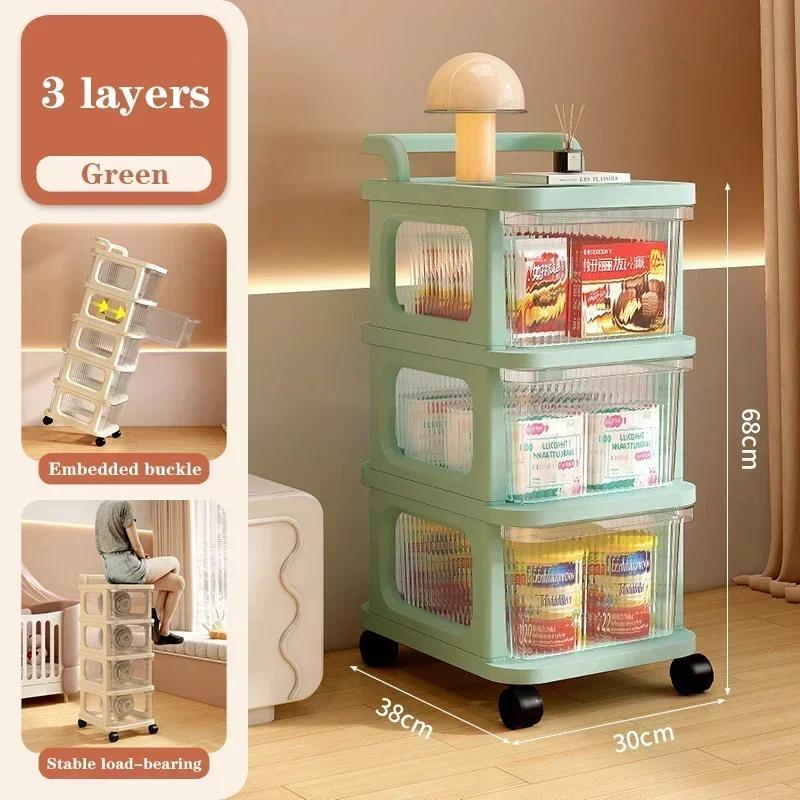 Transparent Trolley Drawer-Type Multifunction Acrylic Snack Toy Organizer Cabinet Multi-Layer Simple Cart Drawer Storage Shelves