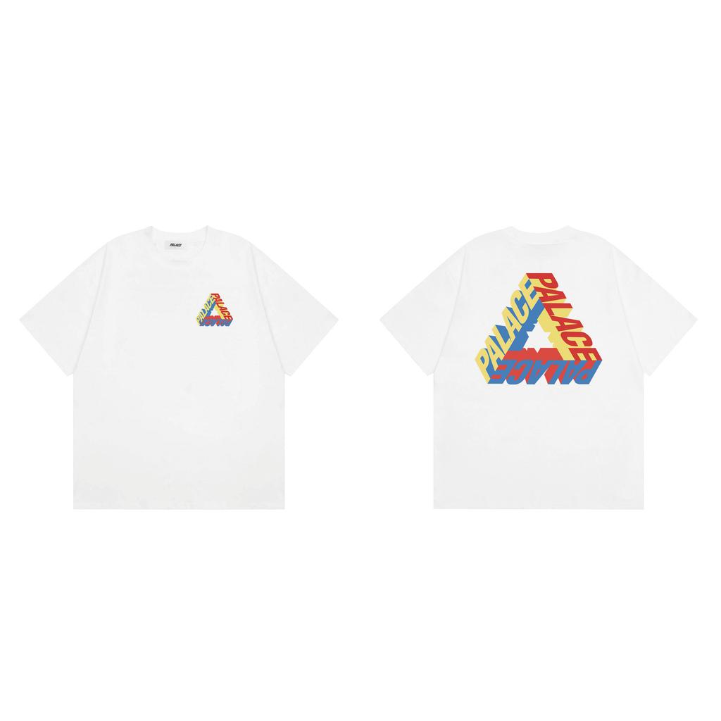 Trendy Brand PALACE Classic Three-dimensional 3D Three-color Phantom Big Triangle LOGO Printed Loose Summer Short-sleeved T-shirt T
