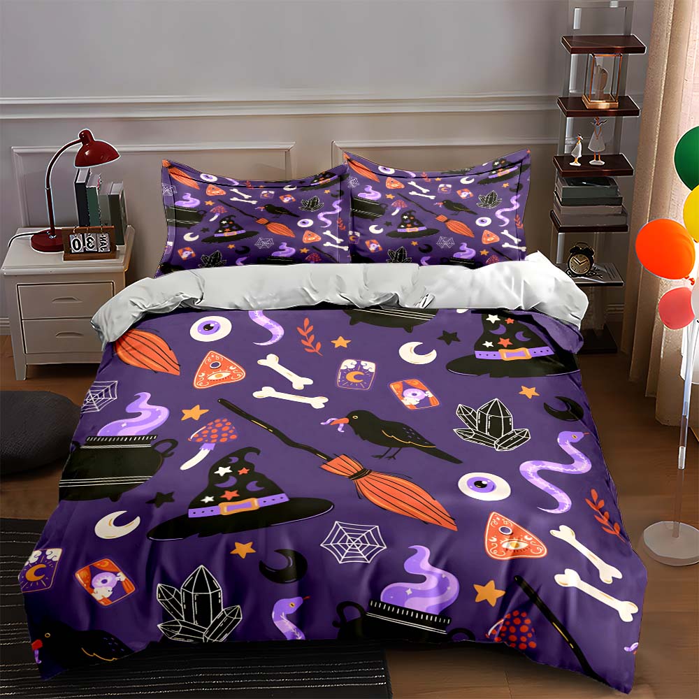 

Halloween-themed illustrations Bedding Duvet cover sets Duvet covers Pillowcases gifts (1 * Duvet Cover 2 * Pillowcases, without duvet insert) 135x200cm