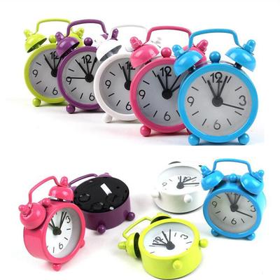 Small Portable Creative Electronic Retro Round Mini Alarm Clock Table Clock Digital Quartz Clock