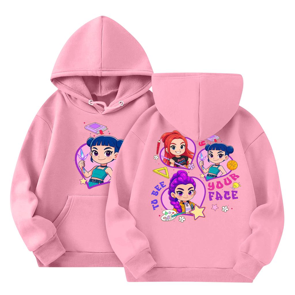 Child Fashion Lightweight Long Sleeve Pullover With Pockets  Print Hoodie