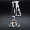 Viking Trinity Knot Necklace for Women Men Stainless Steel Tiger Eye Stone Irish Celtic Lucky Amulet Necklaces Jewelry N3806S02