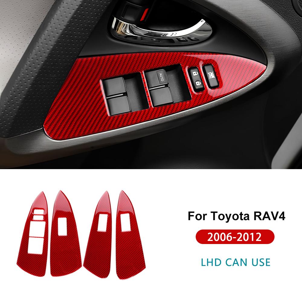 Real Soft Carbon Fiber Sticker For Toyota RAV4 2006 2007 2008 2009 2010 2011 2012 LHD RHD Car Door Window Panel Interior Trim
