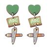 Children's fun painted printing wooden stationery modeling earrings cute college style personalized vacation travel women's models
