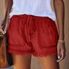 Womens Pocket Jeans Denim Pants Female Tassel Bandage Bottom Casual Shorts
