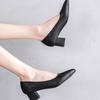 Pumps Women Shoes Shallow Chunky Heeled Pointed Toe Ladies Shoe Platform Soft Leather Slip On Women's Fashion Dress Office 2026