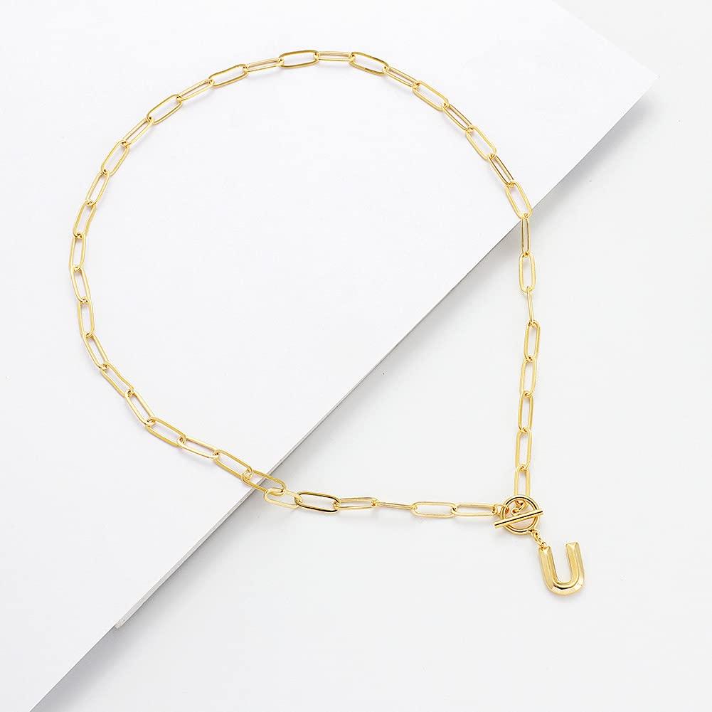 Necklace for Alphabet Necklace for Motif OT Hip Gift [Rockyu] Men, Gold, Women, Simple, A-Z Pendant, Chain, 50cm, Copper, Cool, Hop, Anniversary,