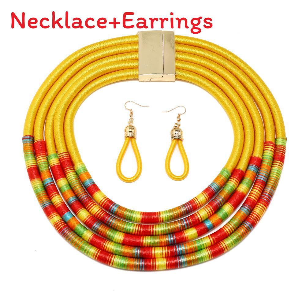 Spring Trend Ethnic Inspired Multilayer Collar Necklace Earrings For Women