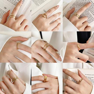 Opening Adjustable Ring Titanium Steel Plated With Real Gold Does Not Fade Fashion Versatile Light Luxury Stainless Steel Ring