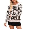 Damen Modischer Rundhals Langarm Pullover in Herzform, Kontrastfarbiger Pullover, Pullover-Top