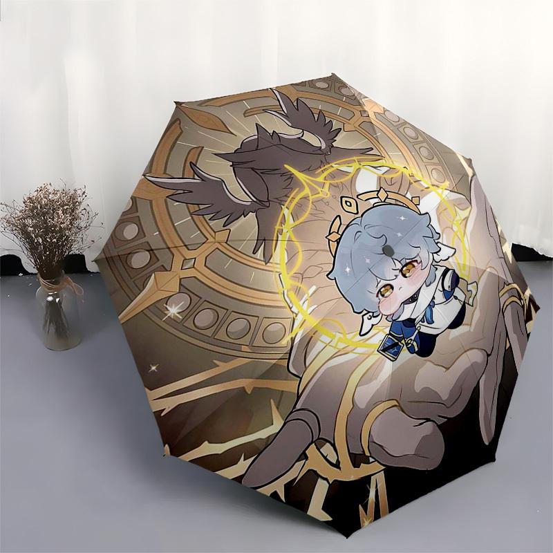 1pc Outdoor Umbrella with Cute Anime Character Design - Automatic Opening/Closing, Portable 3-Fold Design, 8-Rib Iron Frame - Perfect Gift for Fa