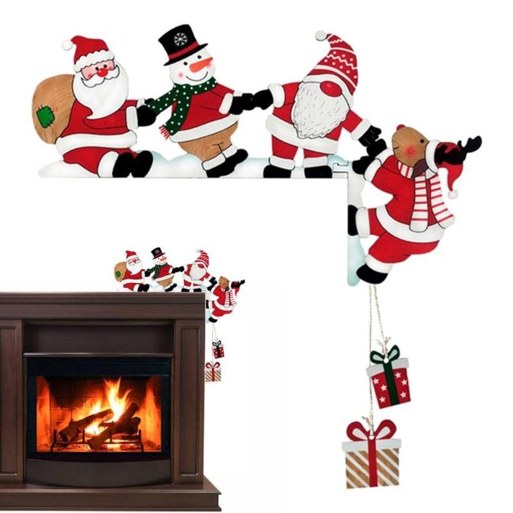 1/2 pcs Christmas Door Frame Decor Card Santa Wooden Pendant New Door Corner Decor