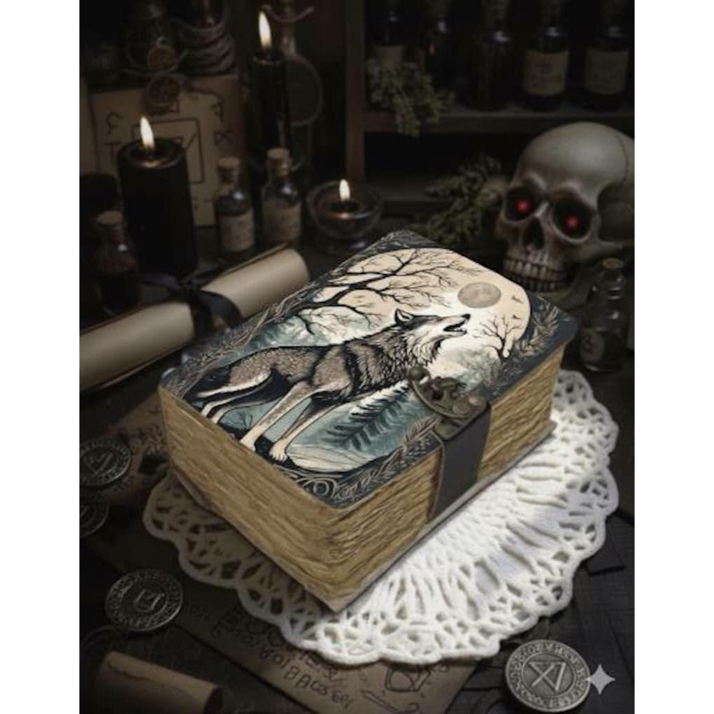 Leather Grimoire – Spell Book of Shadows Journal | Thick Vintage Notebook for Women, Writers | Deckle Paper Journals for gift