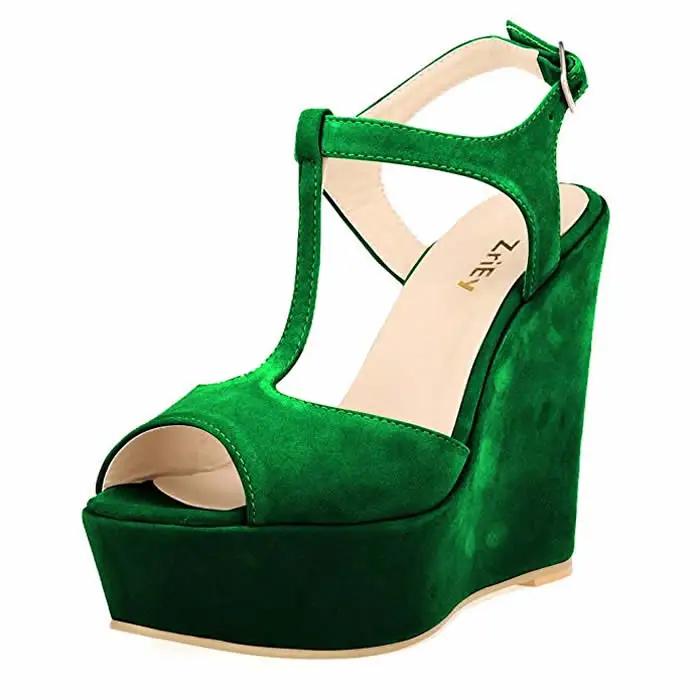 Fashion Women's Open Toe Sandals High Wedge Sexy Club Heel Shoes Wedding Shoes Women Sandals 195-2VE