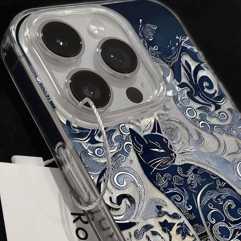 Blue Totem Cat Design Feather Texture Phone Case for Huawei Honor 400 200 X6a X8b X7a X9a X7b X8a X9 Smart Plus Lite Pro 4G 5G