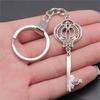 Punk Airplane Gear Steampunk Themed Antique Bronze Metal Keychain with 30mm Ring for Boys Bag Charm