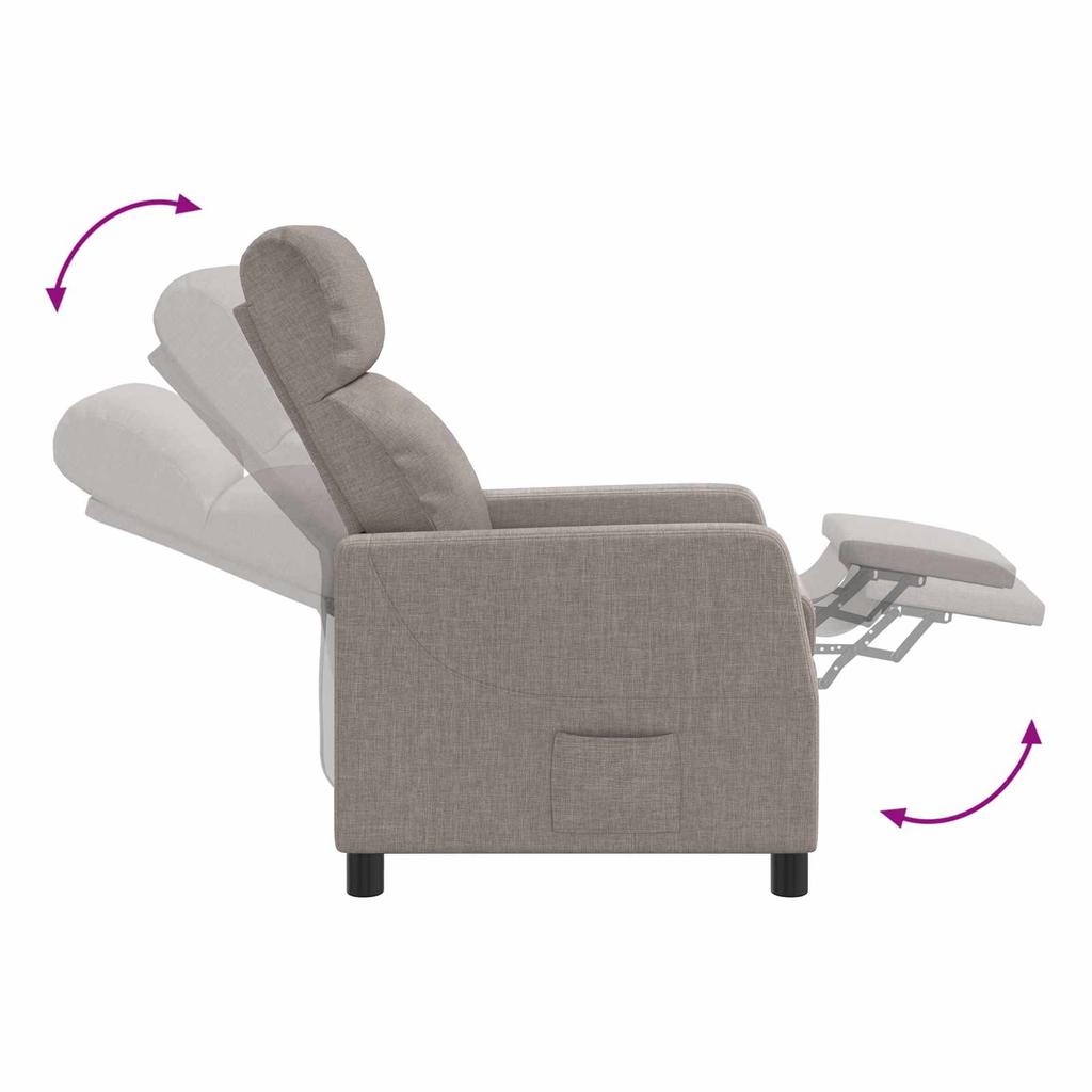 Massage Recliner Taupe Fabric