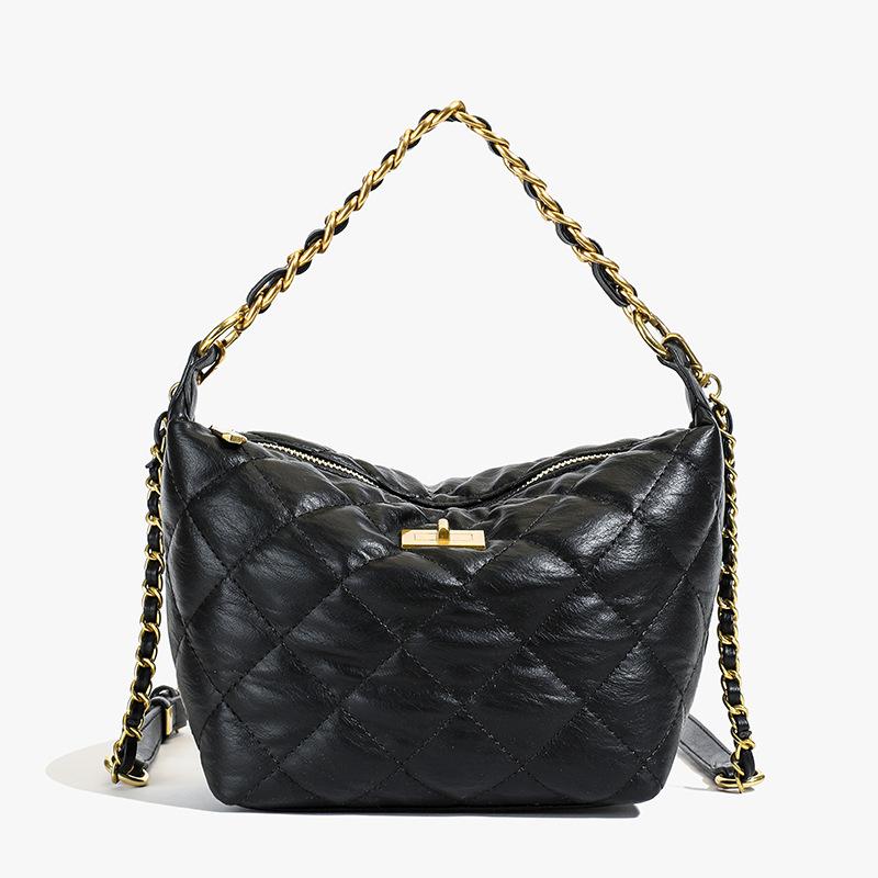 Spring and summer bags 2025 new fashion women's bags diamond chain crossbody bucket bag texture versatile shoulder bag women's bags